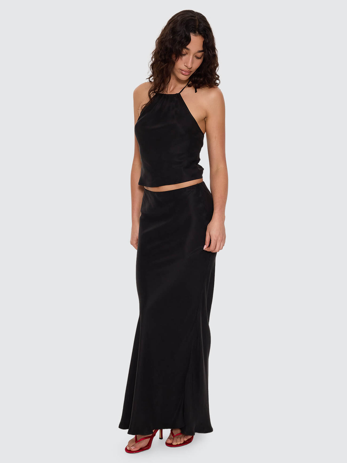 Rhea Scarf Halter Top - Black 4