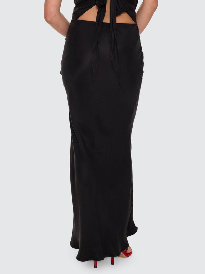 Rhea Bias Maxi Skirt - Black 4