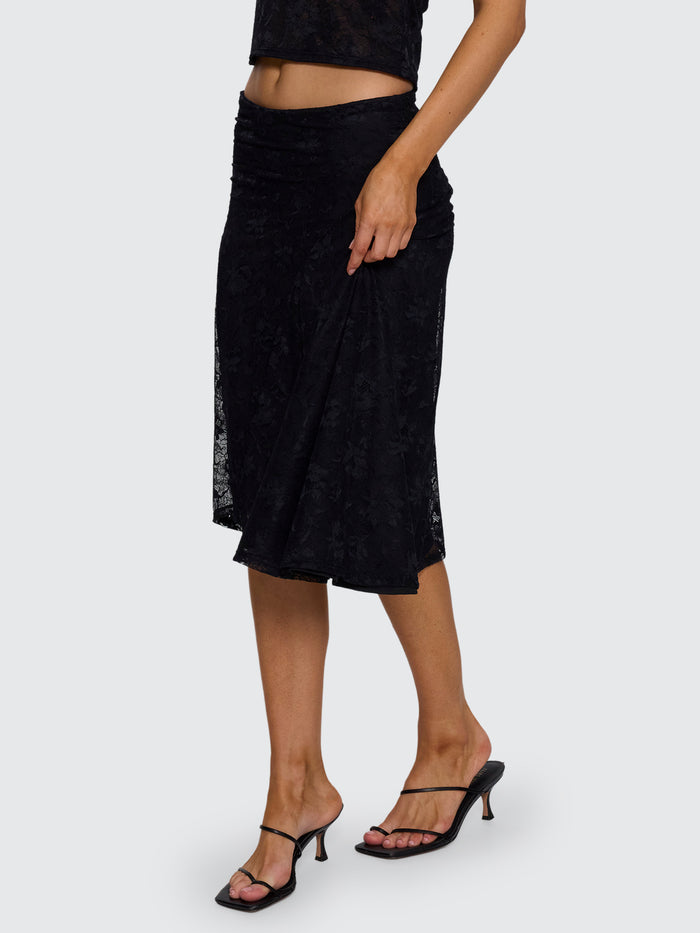 Sienna Lace Midi Skirt - Black 4