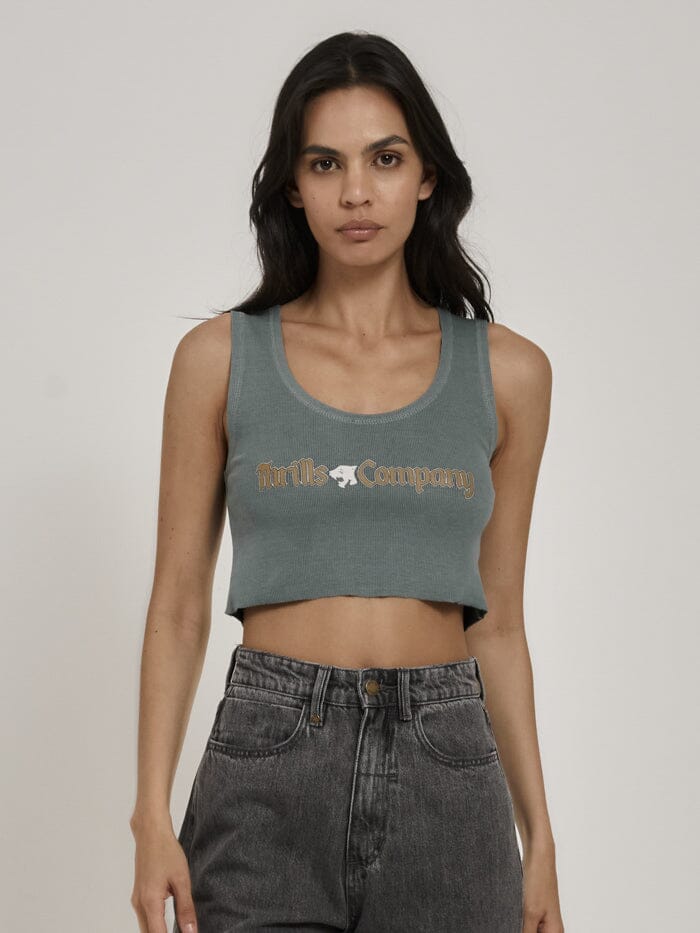 Ewing Crop Rib Singlet - Scrubs Green