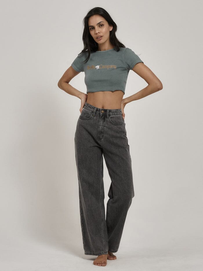 Ewing Crop Baby Tee - Scrubs Green
