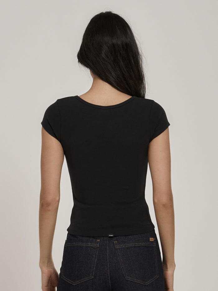 Animal House Cap Sleeve Tee - Washed Black