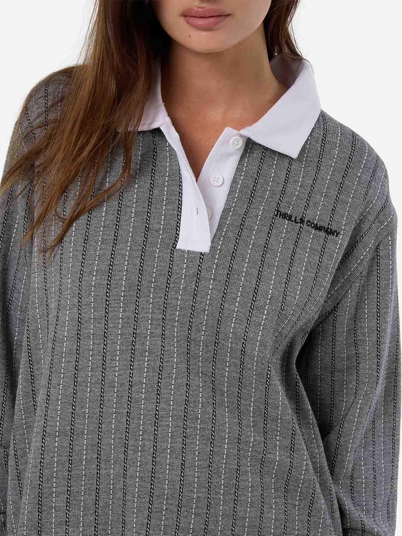 Limitations Stripe Rugby Long Sleeve Polo - Black 4