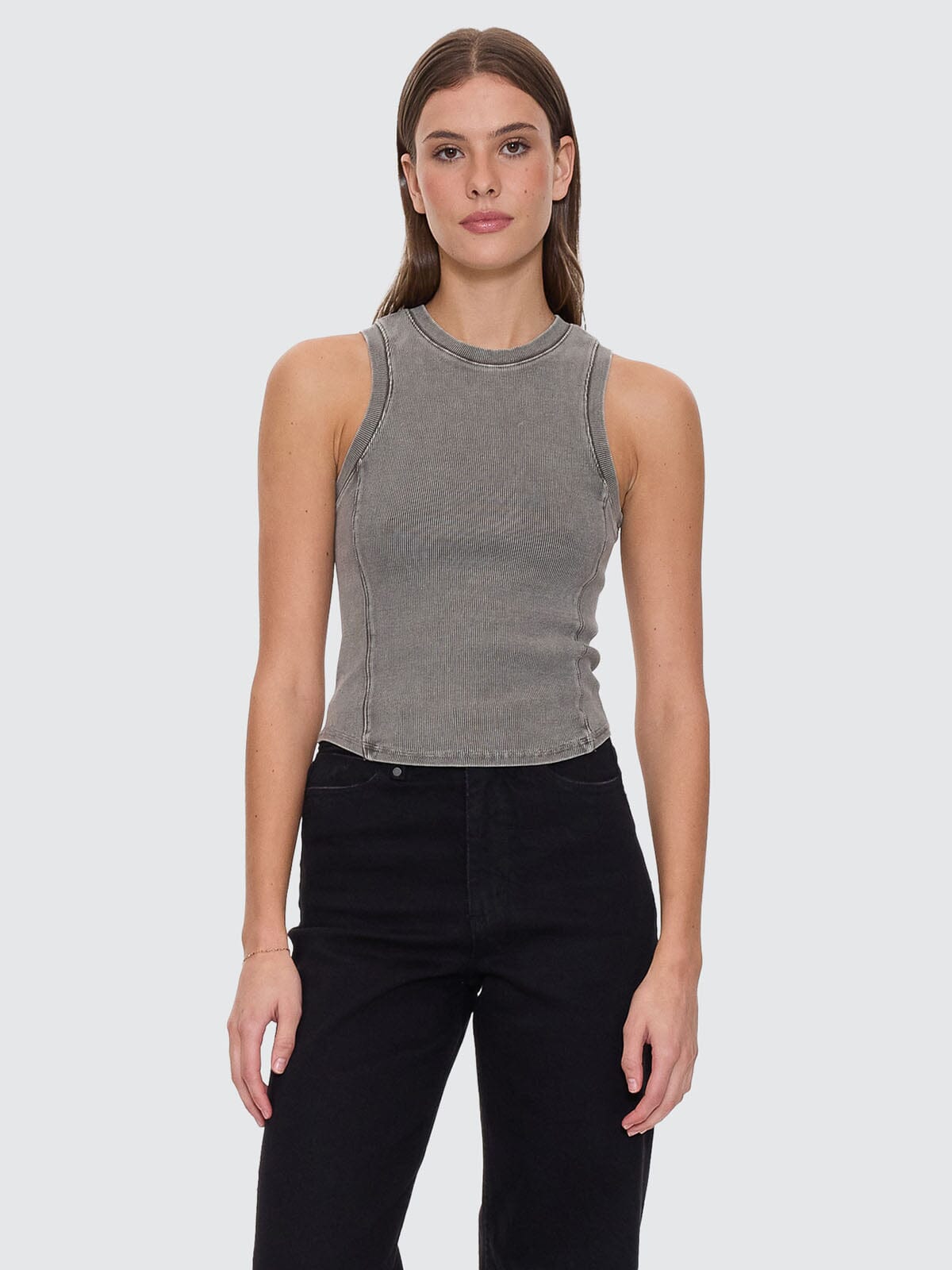 Hyperdrive Rib Curve Tank - Charcoal Rose