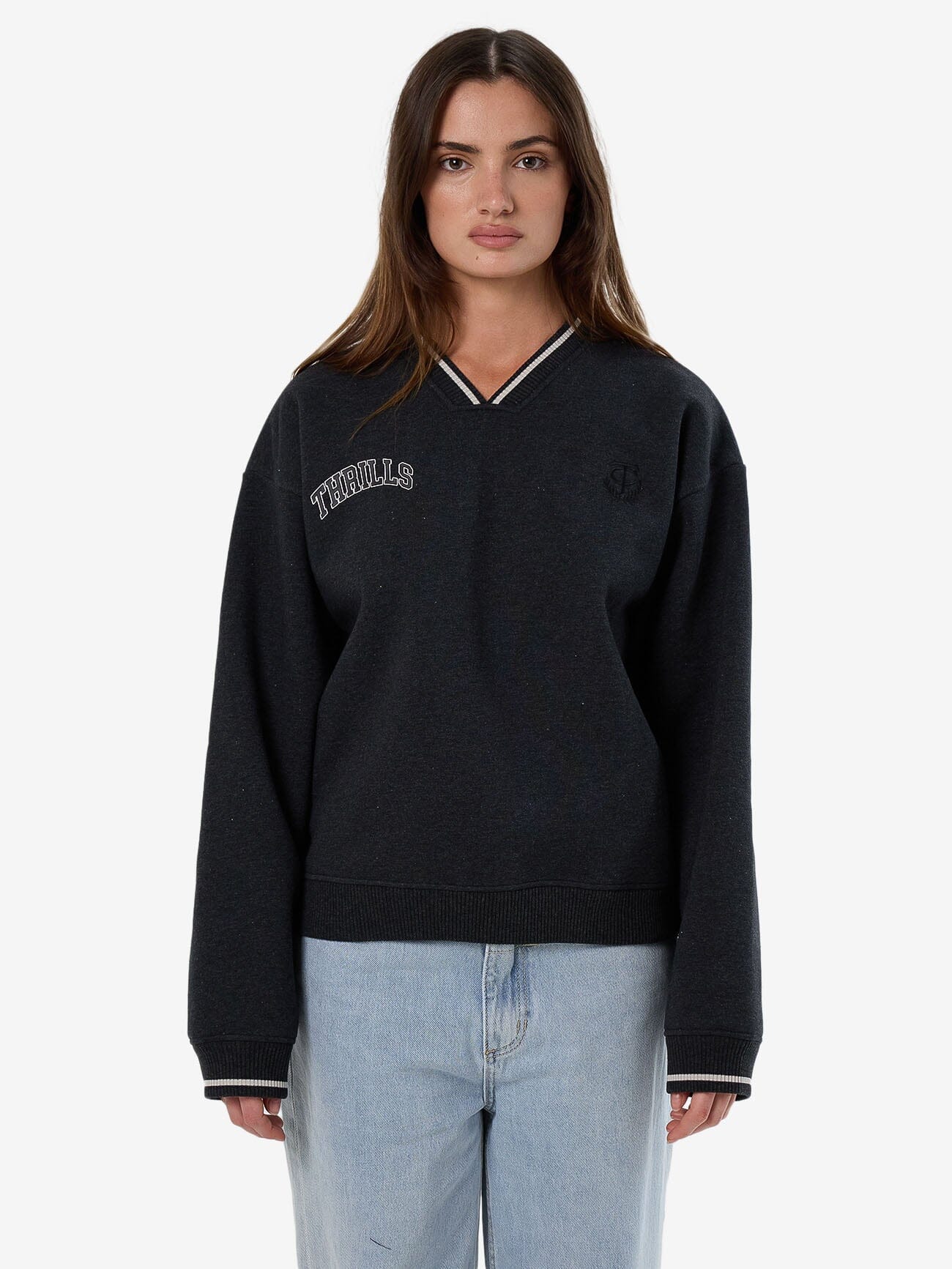 Legacy V Neck Fleece - Black Marle