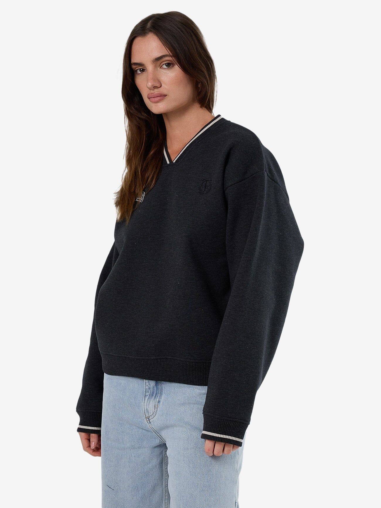 Legacy V Neck Fleece - Black Marle