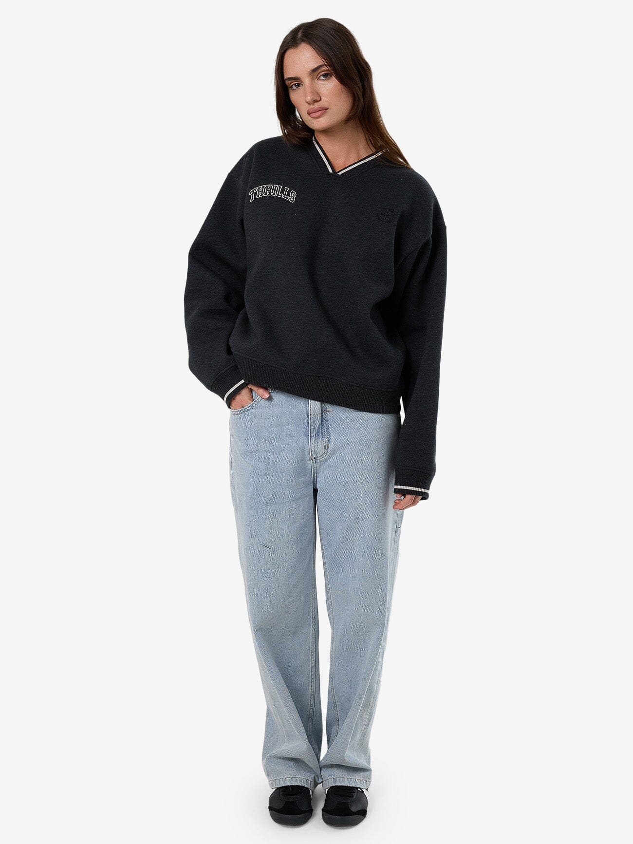 Legacy V Neck Fleece - Black Marle