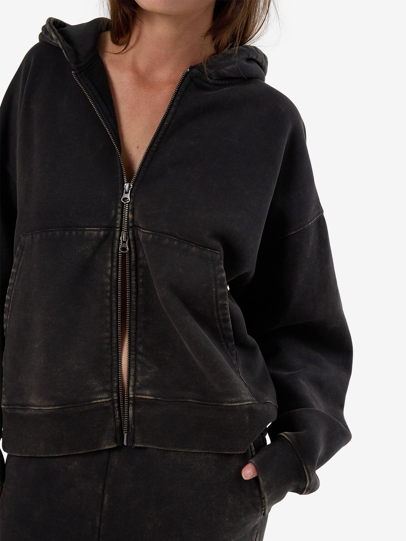 Dissolve Zip Hood Fleece - Soot 4