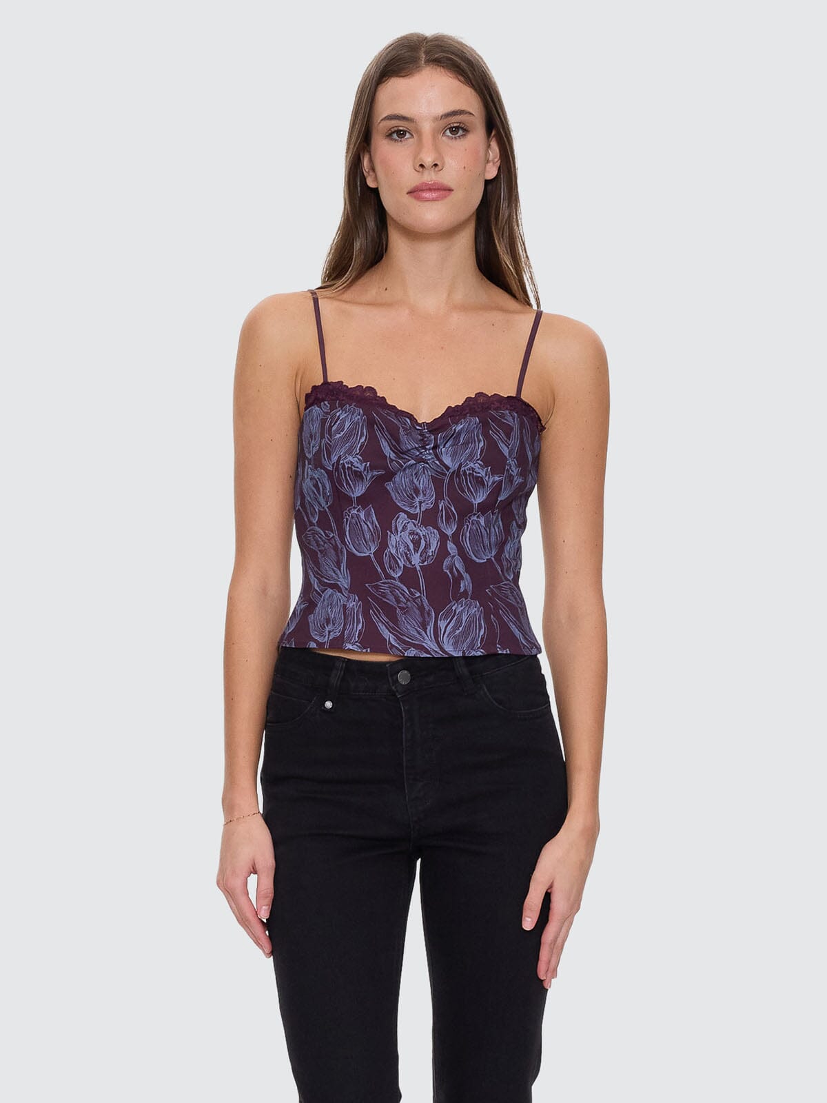 Oracle Floral Top - Deep Plum 4