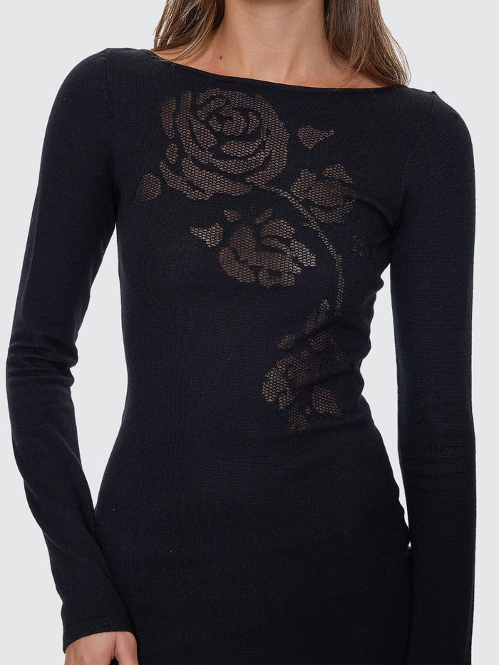 Rosetta Knit Mini Dress - Black 4