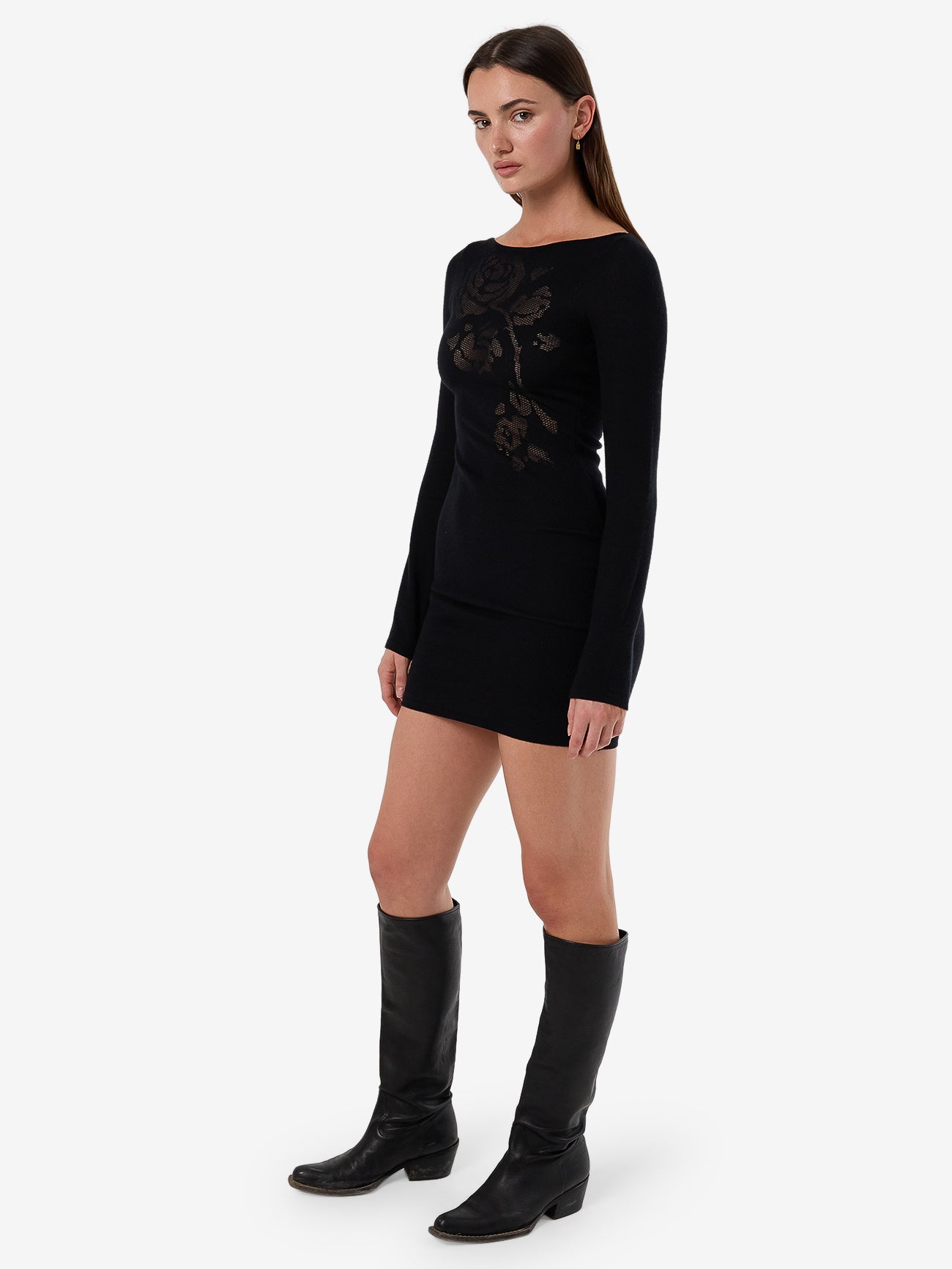 Rosetta Knit Mini Dress - Black 4