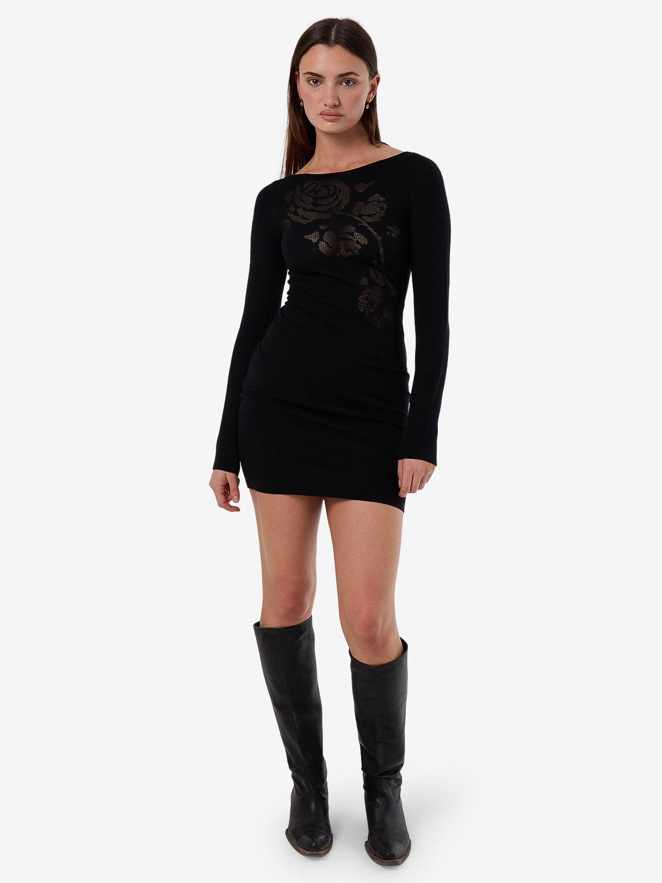 Rosetta Knit Mini Dress - Black 4