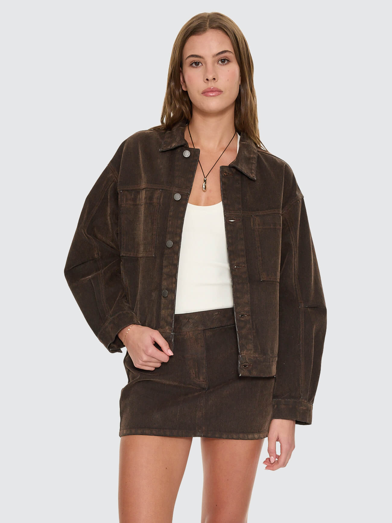 Bailey Flocked Jacket - Dark Chocolate 4
