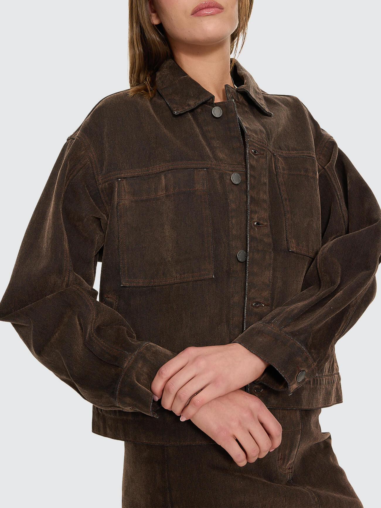 Bailey Flocked Jacket - Dark Chocolate 4