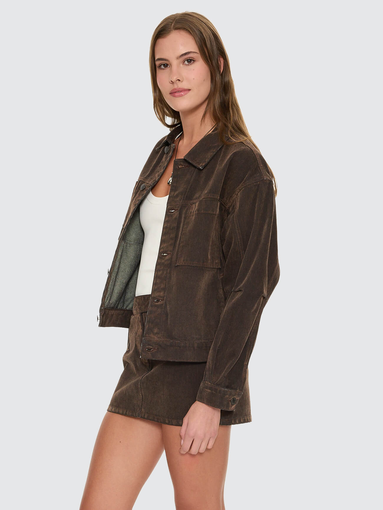Bailey Flocked Jacket - Dark Chocolate 4