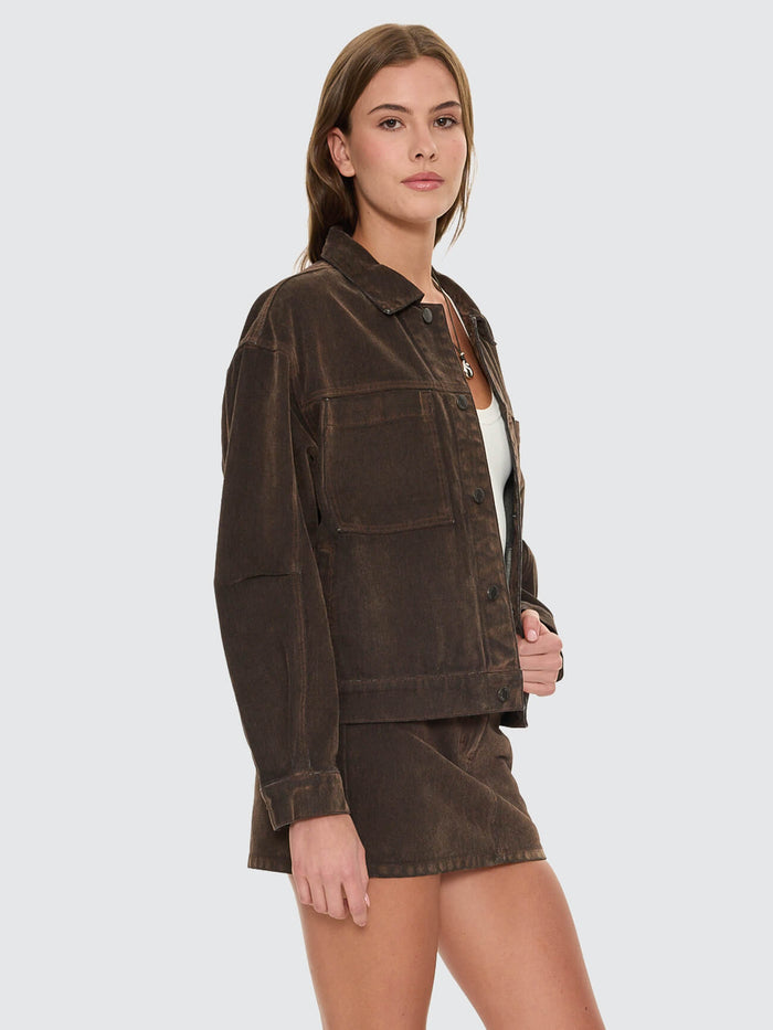 Bailey Flocked Jacket - Dark Chocolate 4