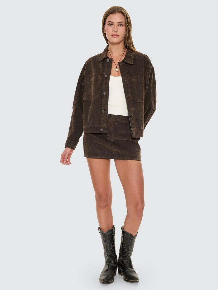 Bailey Flocked Jacket - Dark Chocolate 4