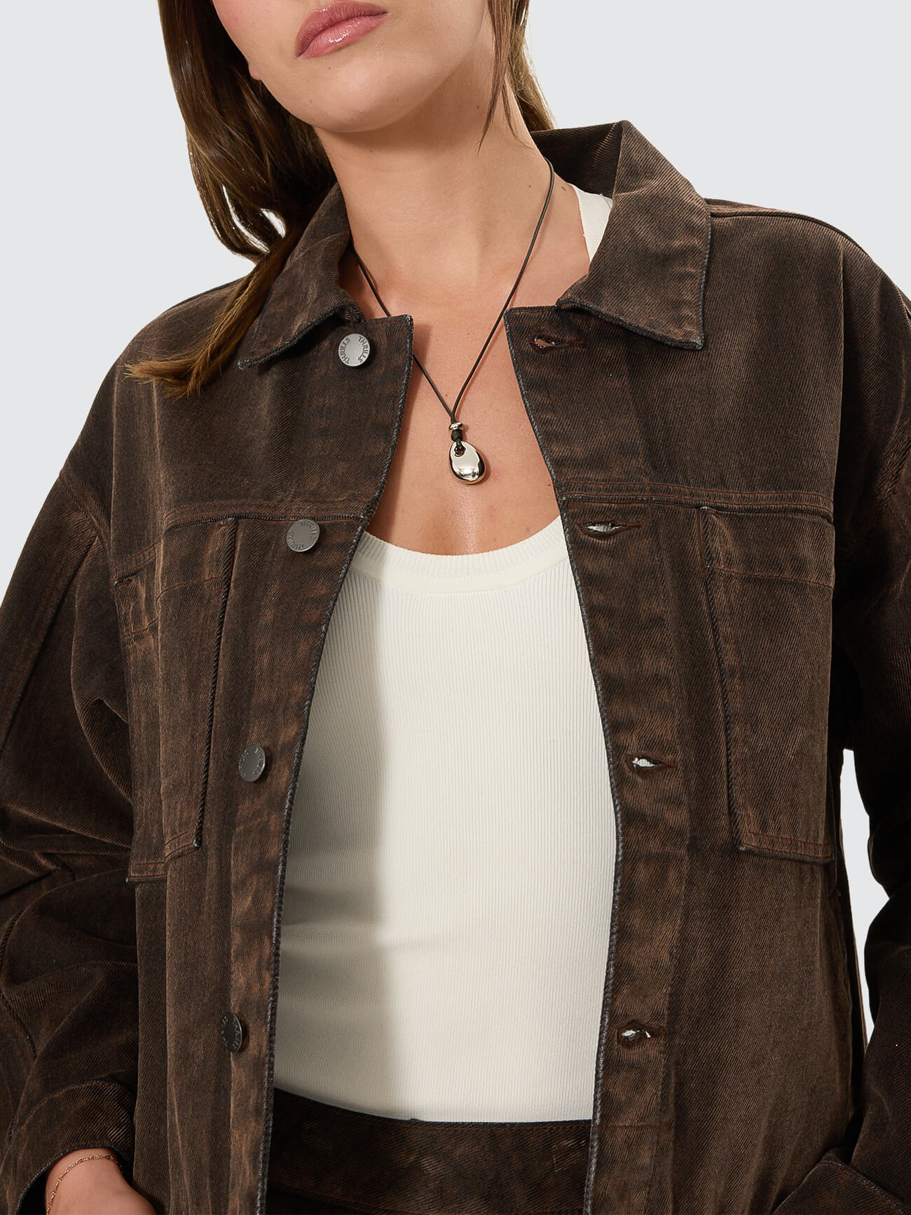 Bailey Flocked Jacket - Dark Chocolate 4