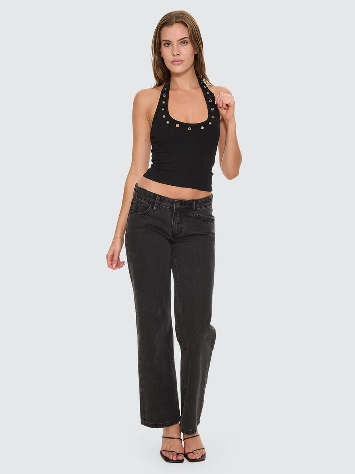 Living Easy Eyelet Halter Top - Black 4