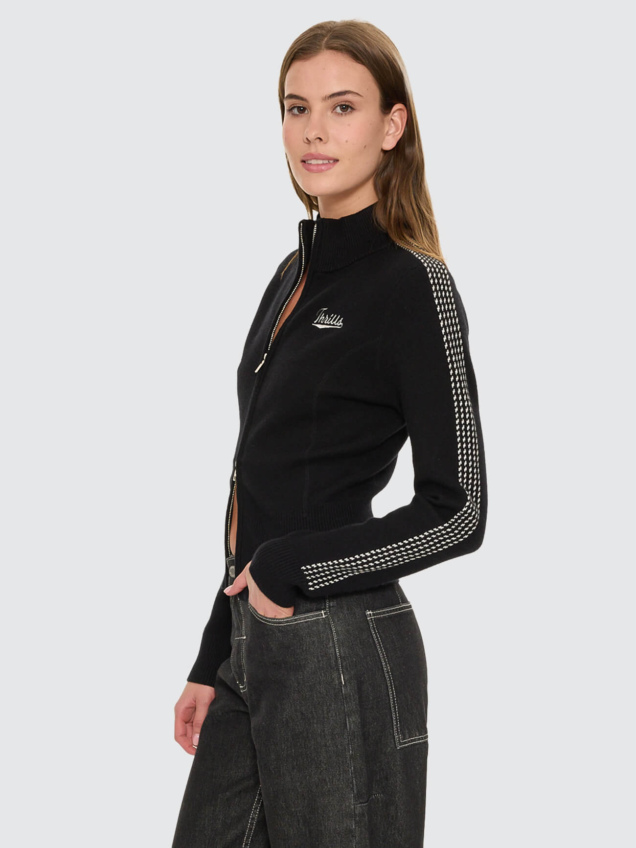 Final Call Zip Knit Sweater - Black 4