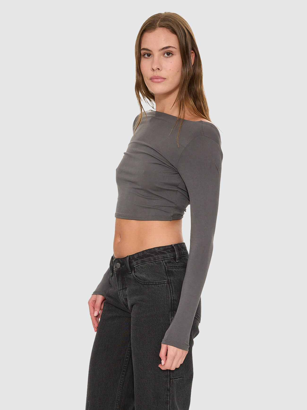 Reese Backless Long Sleeve Top - Petrol 4