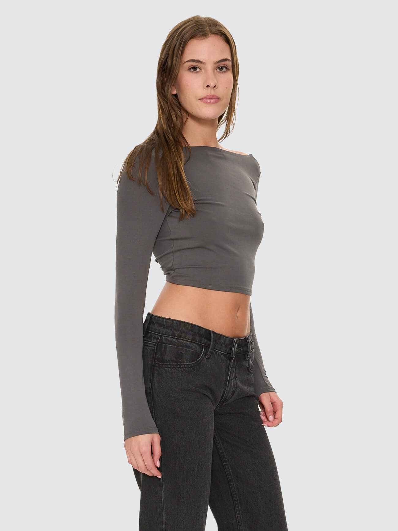 Reese Backless Long Sleeve Top - Petrol 4