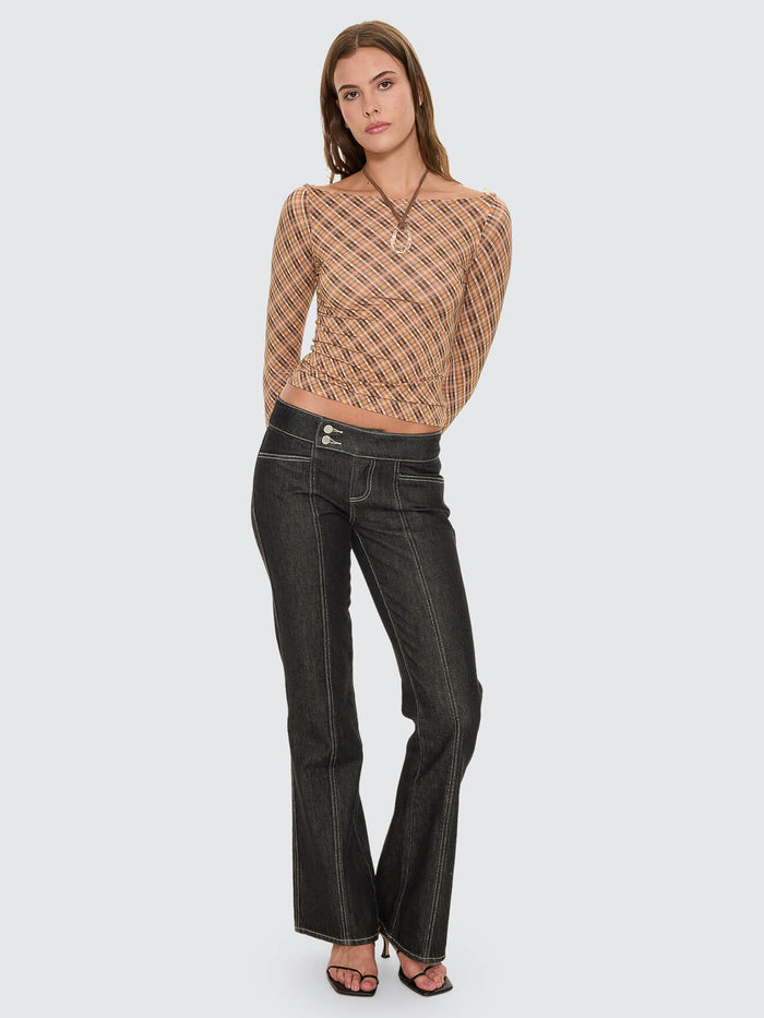 No Vacancy Check Long Sleeve Top - Cinnamon 4