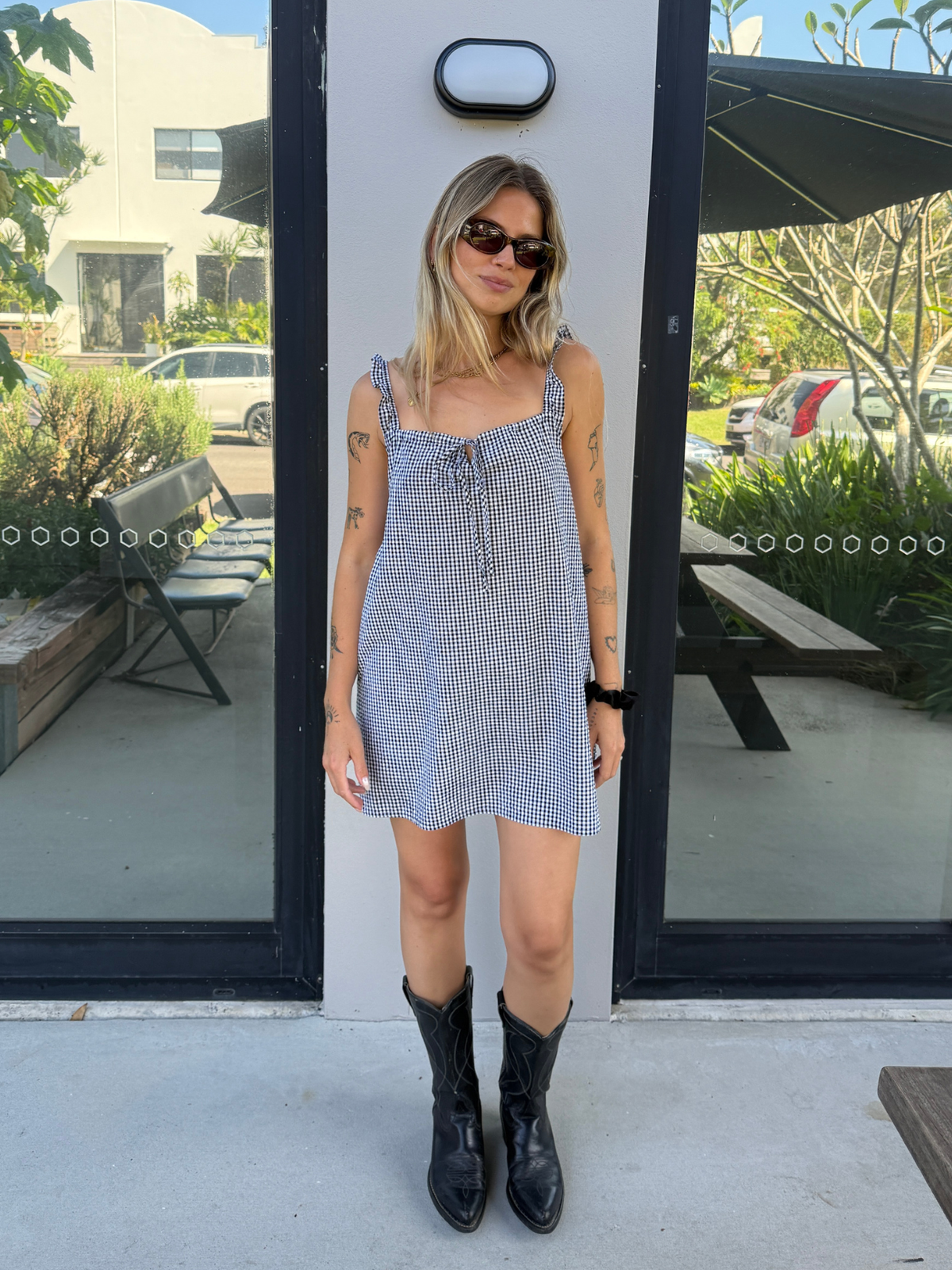 Checkmate Ocean Mini Dress - Gingham