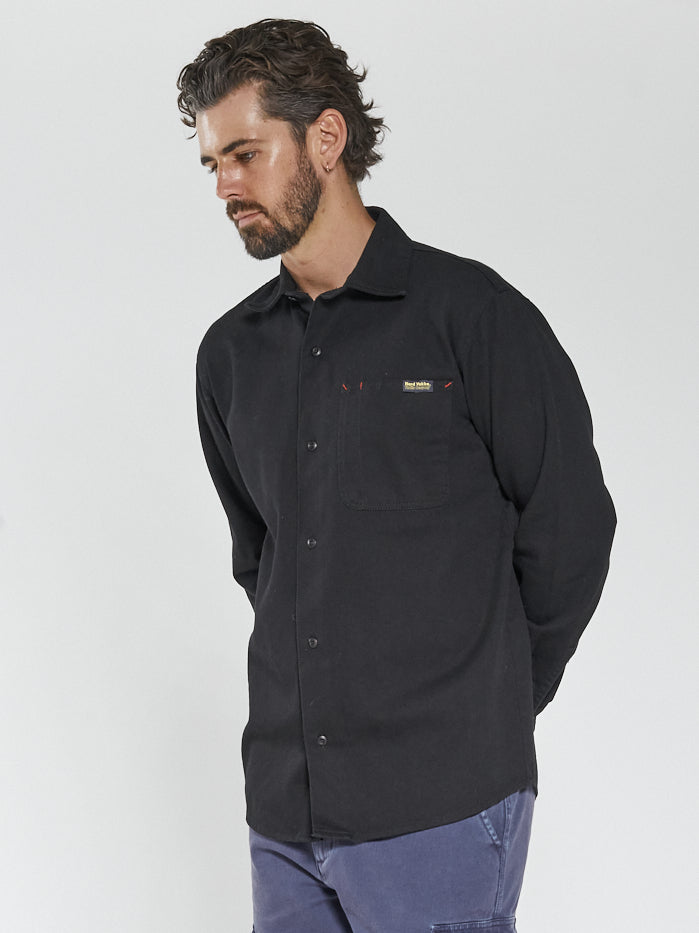 Hard Yakka x Thrills Long Sleeve Work Shirt - Black