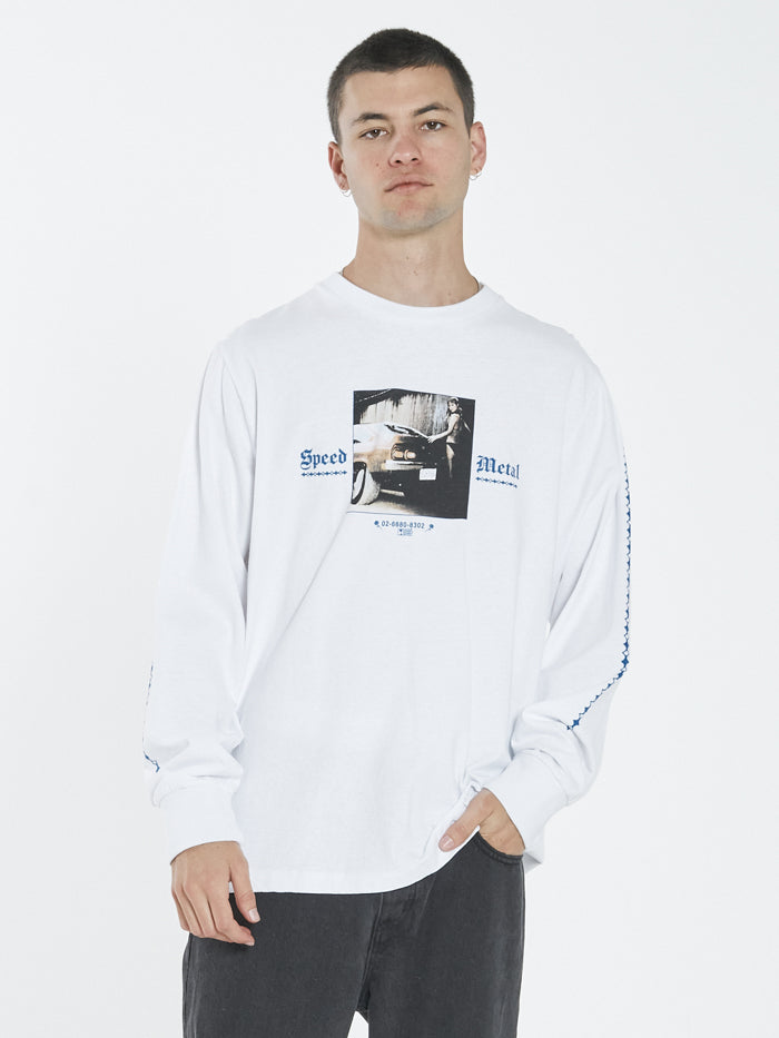 Speed Metal Merch Fit Long Sleeve Tee - White