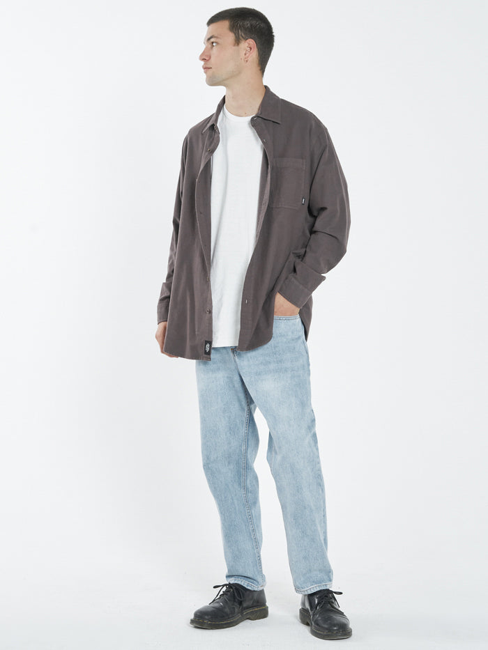 Ops Oversized Long Sleeve Flannel Shirt - Plum