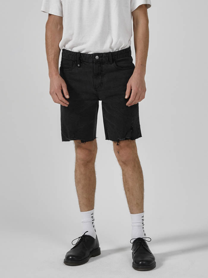 Destroyed Bones Denim Short Aged Black
