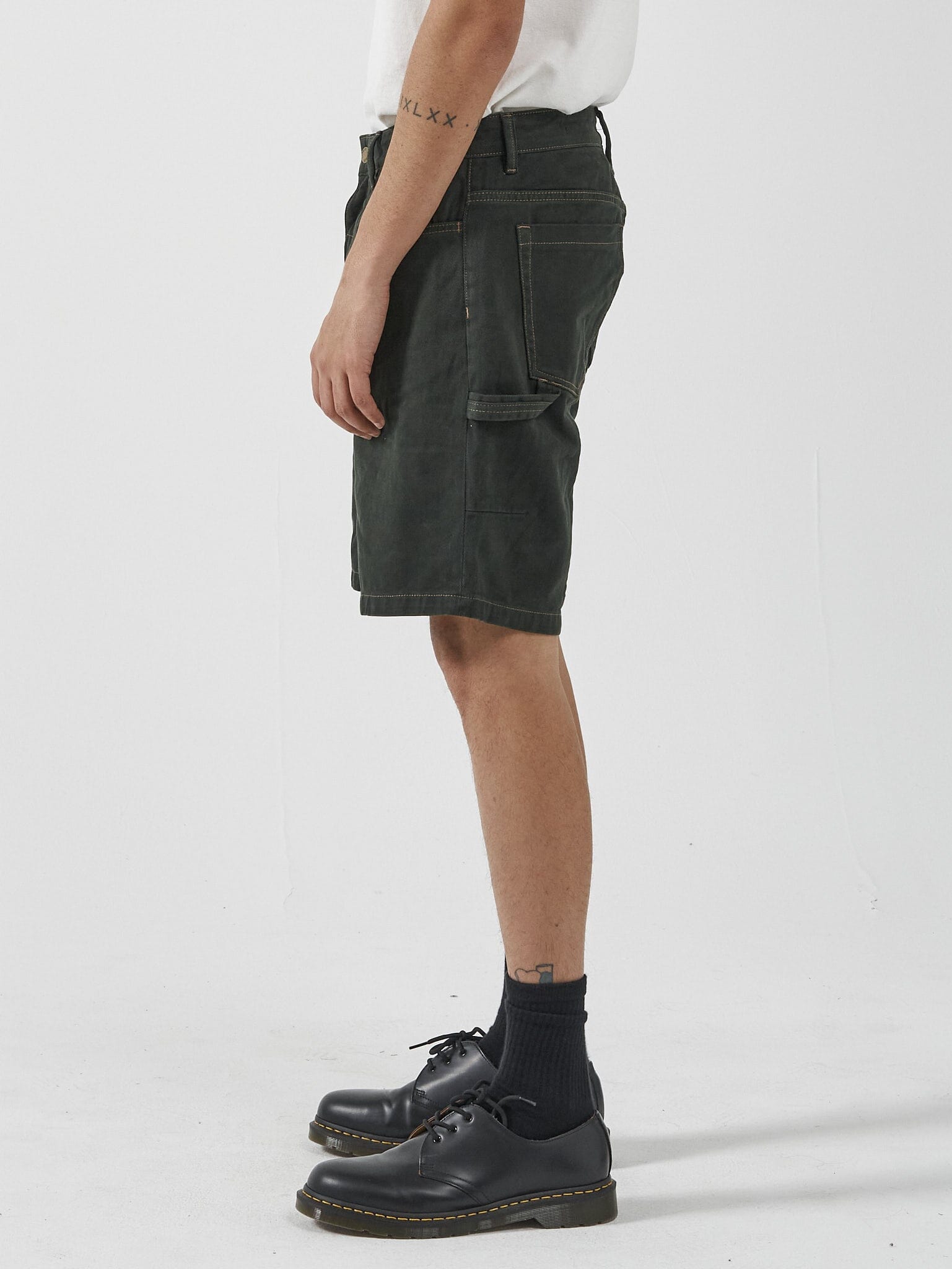 Slacker Denim Short - Oil Green-Tobacco