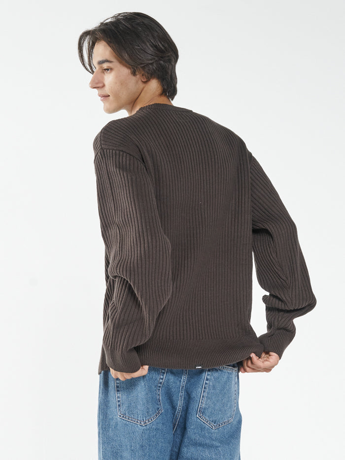 Thrills Union Rib Crew Knit - Postal Brown