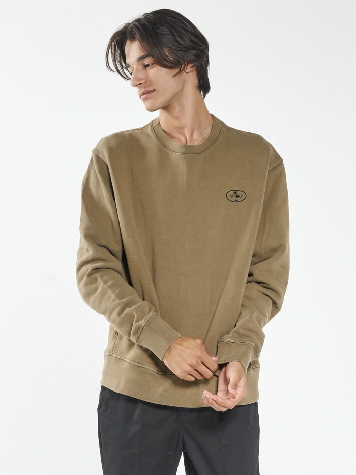 Palm Oval Embro Oversize Crew  - Elmwood