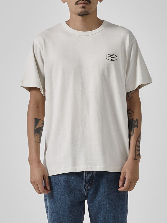Palm Oval Embro Merch Fit Tee - Heritage White