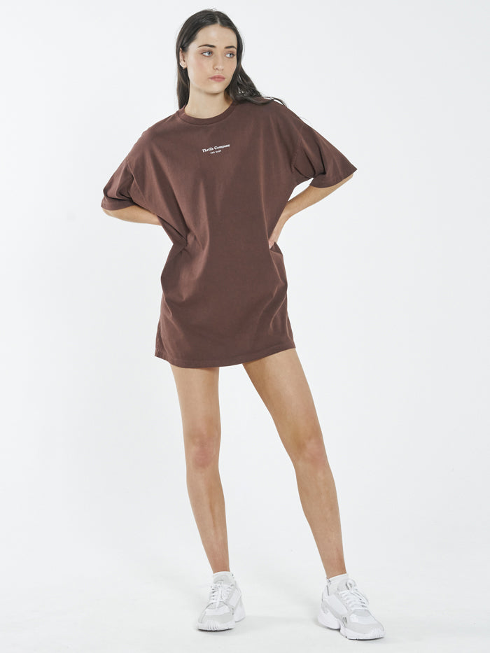 Far East Company Box Fit Tee Dress - Washed Cocoa