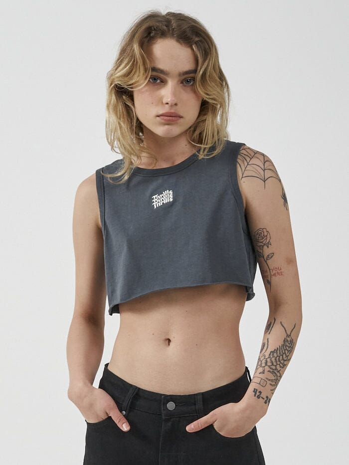 Forever Thrills Super Crop Tank - Petrol