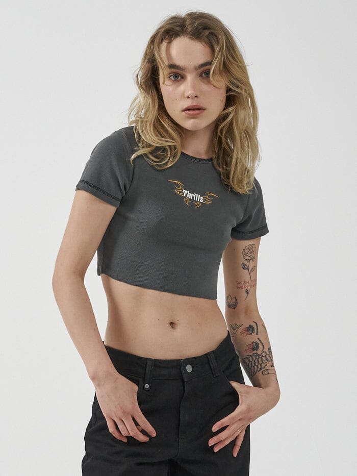 THE LUXE RIB BABY CROP TEE - WHITE – All Things Golden