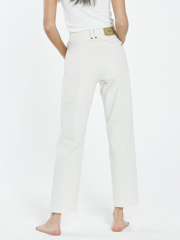 Paige Button Jean - Shady White