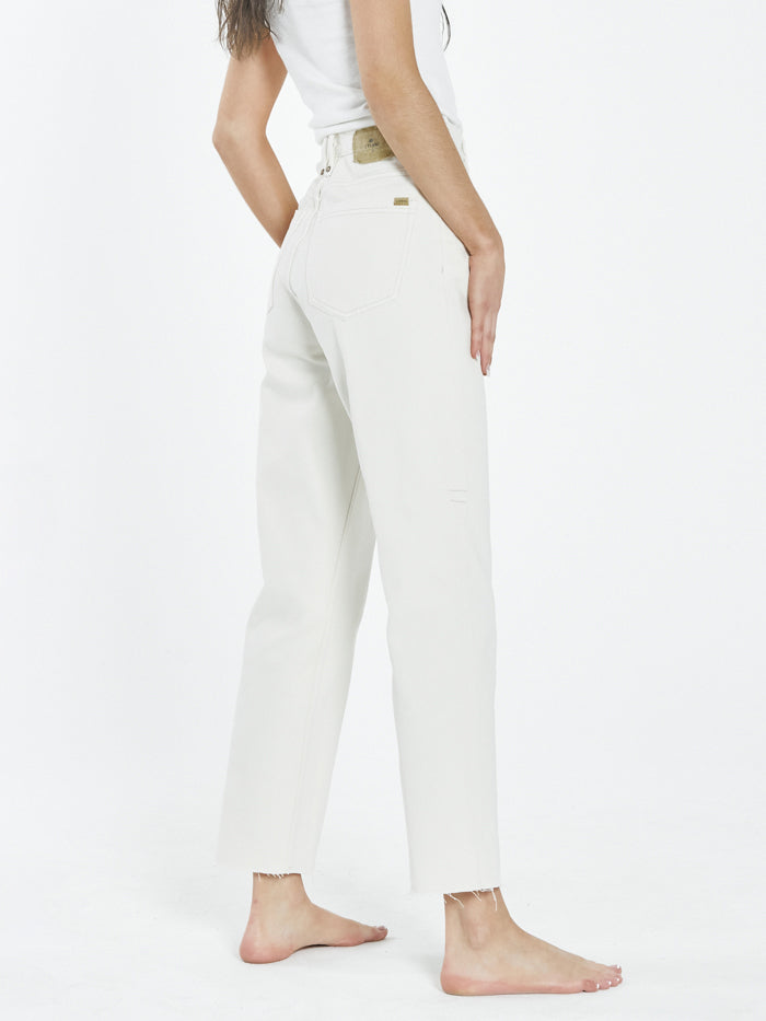 Paige Button Jean - Shady White