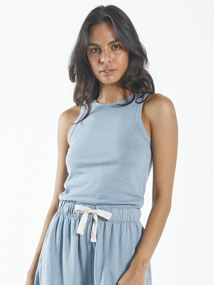 Hemp Racer Front Tank - Steel Blue