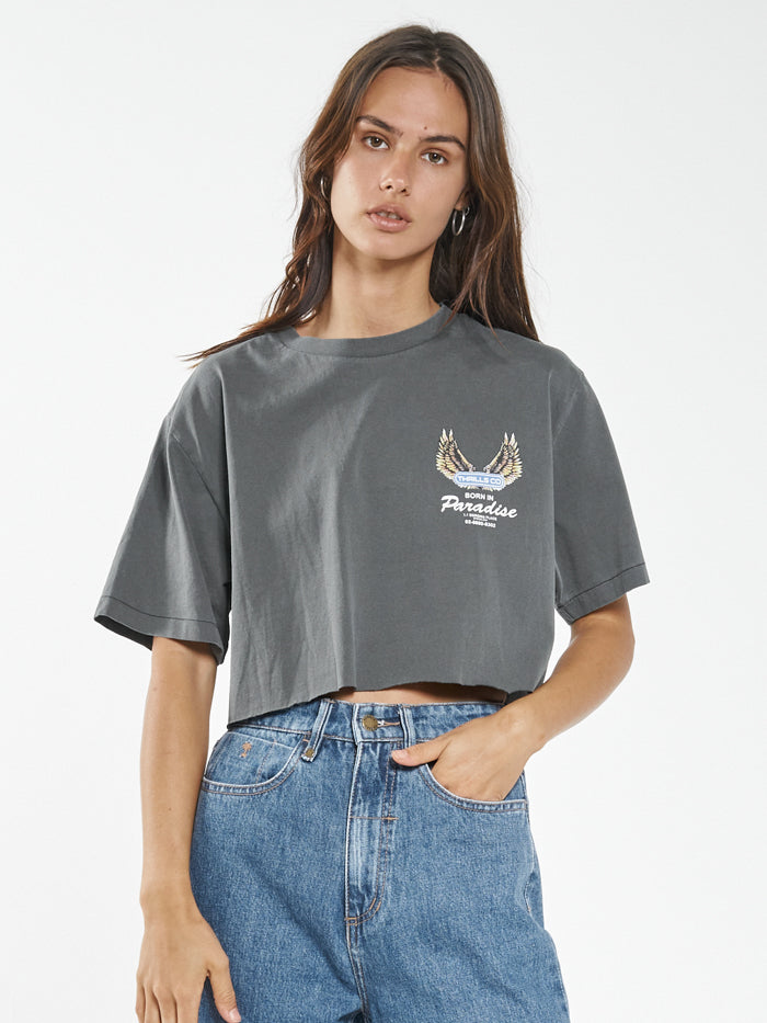 Wings of Paradise Merch Fit Super Crop Tee - Merch Black