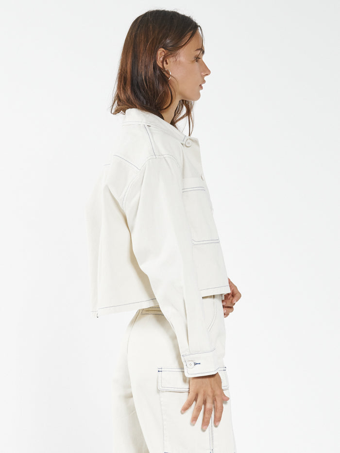 Union Crop Overshirt - Tofu / Cobalt