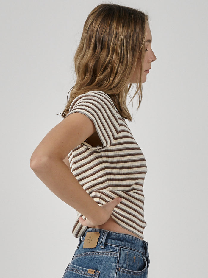 Only You Knit Baby Crop Tee - Overcast