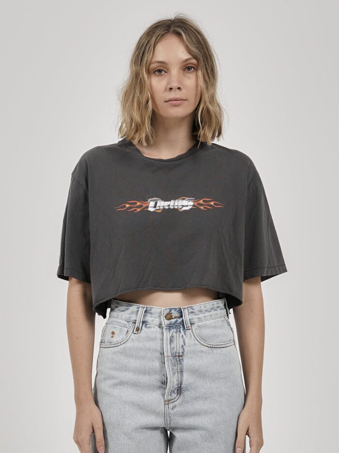 Platinum Flames Merch Super Crop Tee - Merch Black