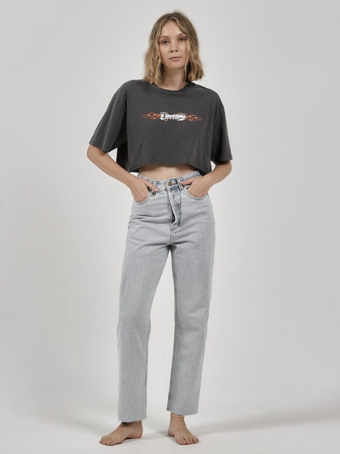 Platinum Flames Merch Super Crop Tee - Merch Black