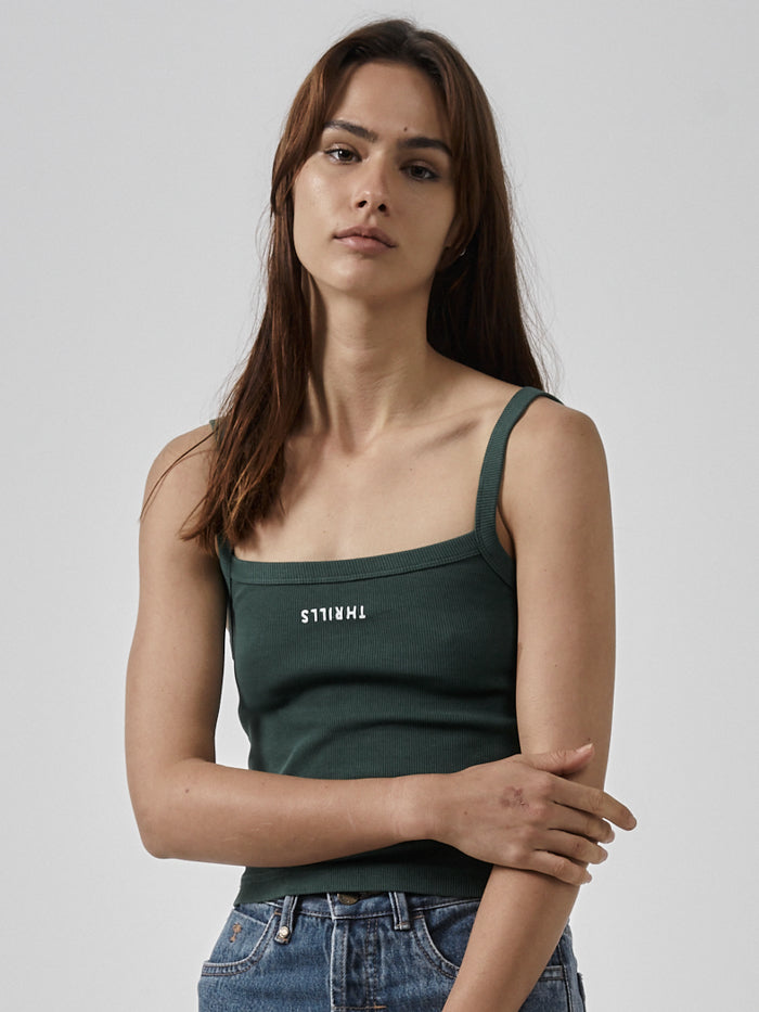 Minimal Thrills Rib Singlet - Mallard Green