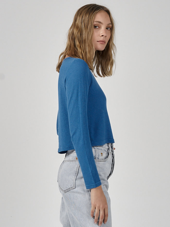 Hemp Paper Rib LS Mini Tee - Lapis Blue