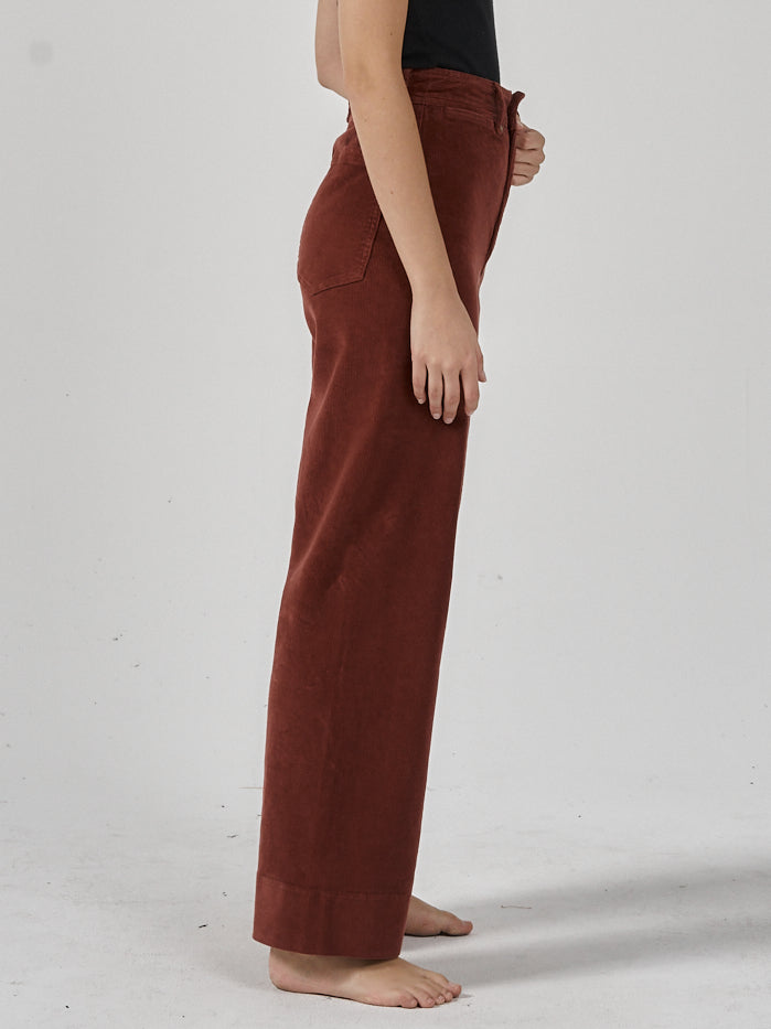 Belle Full Length Cord Pant - Burnt Henna